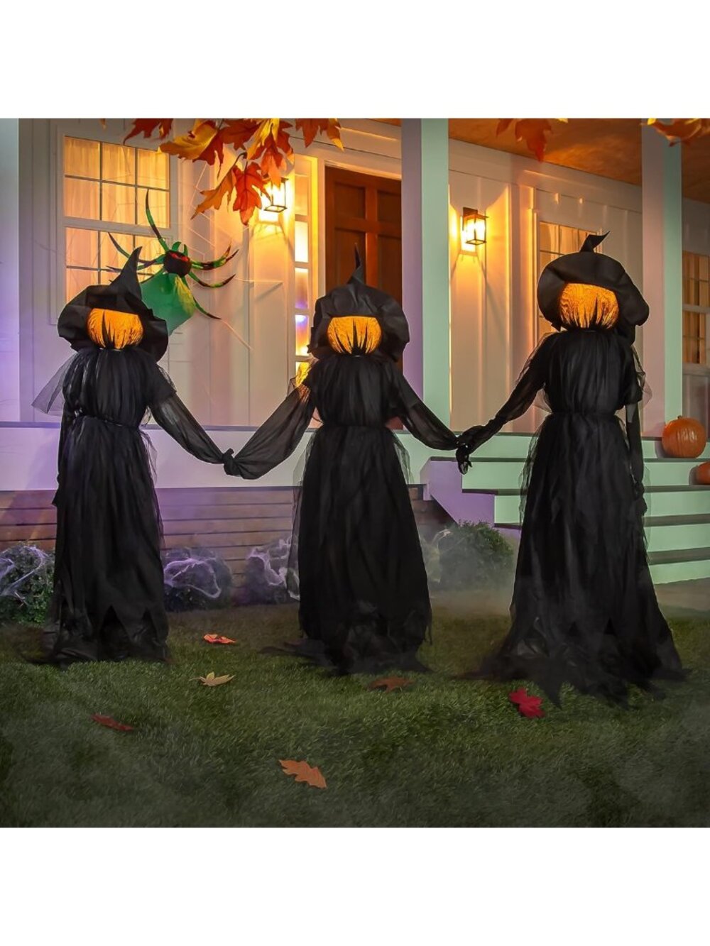 Spooky 4ft LED Halloween Witches with Hats - Weatherproof Garden Stakes Decor